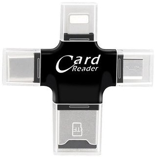 Фото Budi Adapter 4 in 1 TF Card Reader with Lightning Black