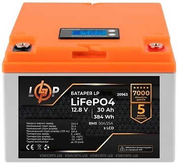 Фото LogicPower LiFePO4 LCD LP 12.8-30AH (BMS 50A/25A) (LP20963)
