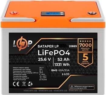 Фото LogicPower LiFePO4 LCD LP 25.6-52AH (BMS 60A/30A) (LP20889)