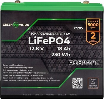 Фото GreenVision LiFePO4 12.8-18Ah (37205)