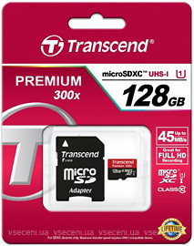 Фото Transcend microSDXC Class 10 UHS-I 300x 128Gb