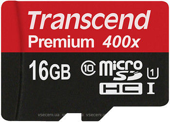 Фото Transcend Premium microSDHC Class 10 UHS-I 400x 16Gb (TS16GUSDCU1)