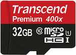Фото Transcend Premium microSDHC Class 10 UHS-I 400x 32Gb (TS32GUSDCU1)