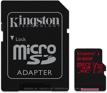 Фото Kingston Canvas React microSDXC UHS-I U3 V30 A1 64Gb (SDCR/64GB)