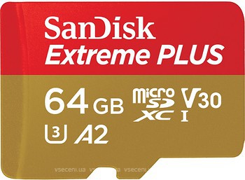 Фото SanDisk Extreme Plus microSDXC Class 10 UHS-I U3 V30 A2 64Gb