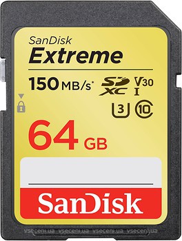 Фото SanDisk Extreme SDXC UHS-I U3 V30 150MB/s 64Gb (SDSDXV6-064G-GNCIN)