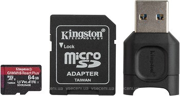 Фото Kingston Canvas React Plus microSDXC Class 10 UHS-II U3 V90 A1 64Gb (MLPMR2/64GB)