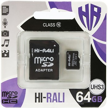 Фото Hi-Rali microSDXC UHS-I U3 Class 10 64Gb (HI-64GBSDU3CL10-01)