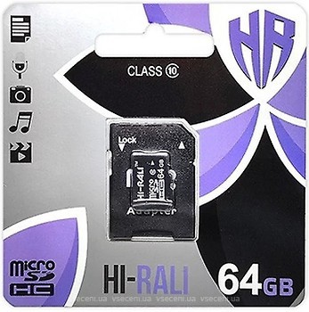 Фото Hi-Rali microSDXC UHS-I U3 Class 10 64Gb (HI-64GBSDCXCL10-01)