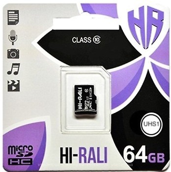 Фото Hi-Rali microSDXC UHS-I U1 Class 10 64Gb (HI-64GBSDCL10-00)