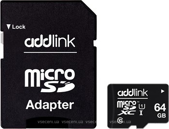 Фото Addlink microSDXC Class 10 UHS-I U1 64Gb (ad64GBMSX310A)