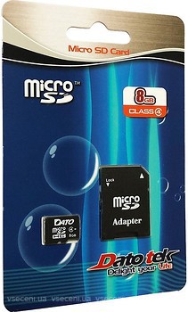 Фото Dato microSDHC Class 4 8Gb + Adapter