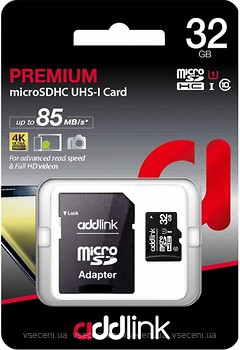 Фото Addlink Premium microSDHC Class 10 UHS-I U1 32Gb (AD32GBMSH310A)