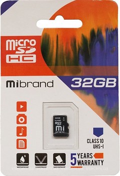 Фото Mibrand MicroSDHC Class 10 UHS-I U1 32Gb (MICDHU1/32GB)