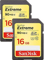 Фото SanDisk Extreme SDHC UHS-I U3 90MB/s 16Gb + 16Gb (SDSDXNE-016G-GNCI2)