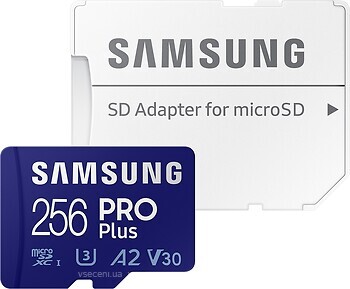 Фото Samsung Pro+ microSDXC Class 10 UHS-I U3 V30 A2 256Gb (MB-MD256KA)