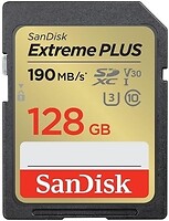 Фото SanDisk Extreme Plus SDXC Class 10 UHS-I U3 V30 128Gb (SDSDXWA-128G-GNCIN)