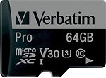 Фото Verbatim Pro microSDXC Class 10 UHS-I U3 64Gb (47042)