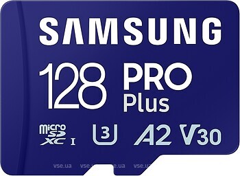 Фото Samsung Pro+ microSDXC Class 10 UHS-I U3 V30 A2 128Gb (MB-MD128SA/EU)