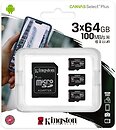 Фото Kingston Canvas Select Plus microSDXC Class 10 UHS-I U1 3 x 64Gb (SDCS2/64GB-3P1A)