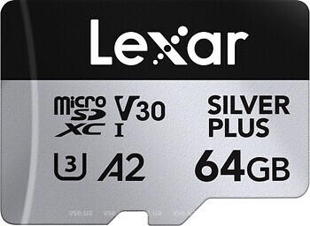 Фото Lexar Silver Plus microSDXC UHS-I V30 A2 U3 64Gb (LMSSIPL064G-BNANG)