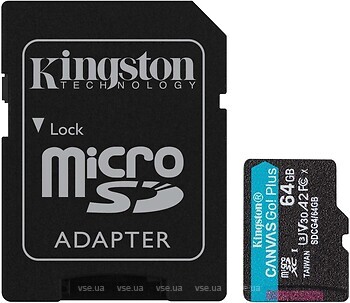 Фото Kingston Canvas Go! Plus microSDXC Class 10 UHS-I U3 V30 64Gb (SDCG4/64GB)