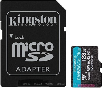 Фото Kingston Canvas Go! Plus microSDXC Class 10 UHS-I U3 V30 128Gb (SDCG4/128GB)