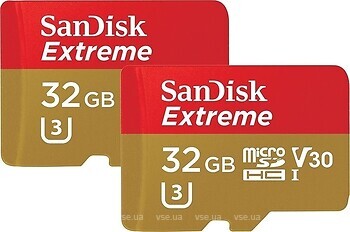 Фото SanDisk Extreme microSDHC UHS-I U3 V30 A1 667x 32Gb Twin Pack (SDSQXAF-032G-GN6AT)