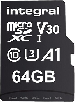 Фото Integral Ultima Pro microSDXC 64Gb Class 10 UHS-I U3 A1 V30 (INMSDX64G-100/70V30)
