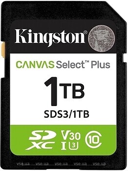 Фото Kingston Canvas Select SDXC Class 10 UHS-I U3 V30 1Tb (SDS3/1TB)