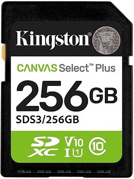 Фото Kingston Canvas Select SDXC Class 10 UHS-I U1 V10 256Gb (SDS3/256GB)