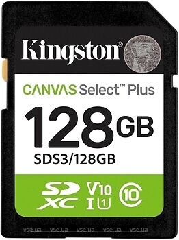 Фото Kingston Canvas Select SDXC Class 10 UHS-I U1 V10 128Gb (SDS3/128GB)