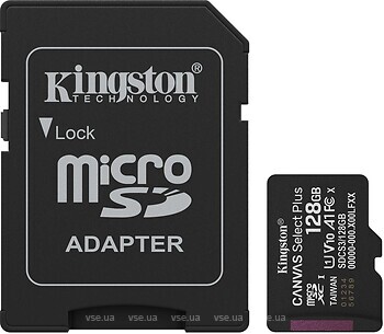 Фото Kingston Canvas Select microSDxC Class 10 UHS-I U1 V10 128Gb (SDCS3/128GB)