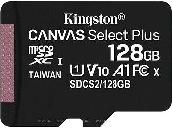 Фото Kingston Canvas Select microSDxC Class 10 UHS-I U1 V10 128Gb (SDCS3/128GBSP)