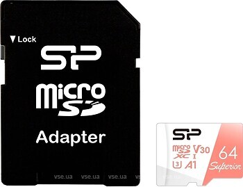 Фото Silicon Power Superior microSDXC Class 10 UHS-I U3 V30 64Gb (SP064GBSTXDV3V20SP)
