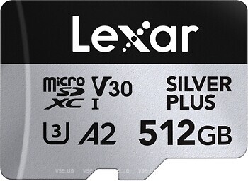 Фото Lexar Silver Plus microSDXC UHS-I V30 A2 U3 512Gb (LMSSIPL512G-BNANG)