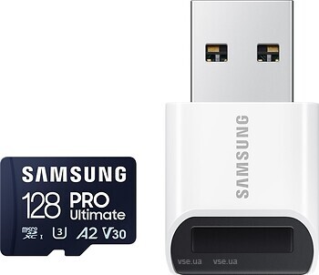 Фото Samsung Pro Ultimate microSDXC Class 10 UHS-I U3 A2 V30 128Gb (MB-MY128SB/WW)