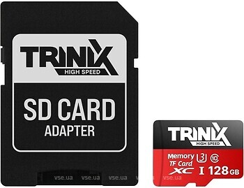 Фото Trinix microSDXC Class 10 UHS-I U3 V30 A1 128Gb + SD-adapter (90-00036)