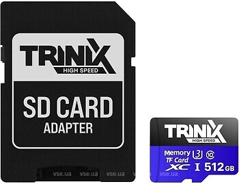 Фото Trinix microSDXC Class 10 UHS-I U3 V30 A1 512Gb + SD-adapter (90-00038)
