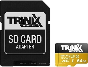 Фото Trinix microSDXC Class 10 UHS-I U3 V30 A1 64Gb + SD-adapter (90-00035)
