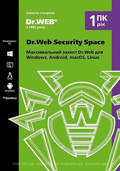 Фото Dr.Web Security Space Версія 12.0 для 2 ПК на 2 роки, Картонний конверт (KHW-B-24M-2-A2)