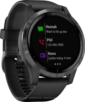 Фото Garmin Vivoactive 4 Slate Stainless Steel Bezel with Black Case and Silicone Band