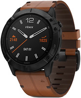 Фото Garmin Fenix 6X Pro Sapphire Black DLC with Chestnut Leather Band