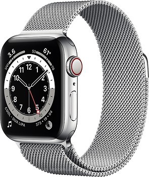 Фото Apple Watch Series 6 GPS + Cellular 44mm Silver Stainless Steel Case with Silver Milanese Loop (M07M3/M09E3)