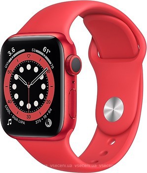 Фото Apple Watch Series 6 GPS + Cellular 44mm Product Red Aluminum Case with Sport Band (M07K3)