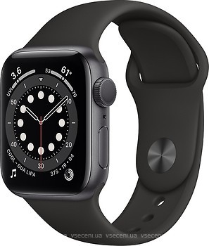 Фото Apple Watch Series 6 GPS 44mm Space Gray Aluminum Case with Black Sport Band (M00H3)