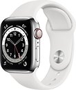 Фото Apple Watch Series 6 GPS + Cellular 40mm Silver Stainless Steel Case with White Sport Band (M02U3)