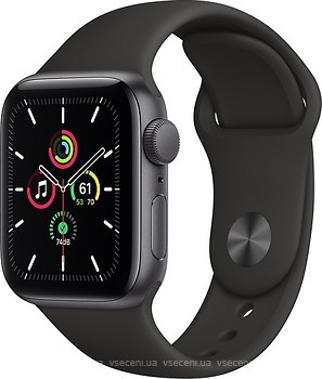 Фото Apple Watch SE GPS 40mm Space Gray Aluminum Case with Black Sport Band (MYDP2)