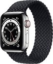Фото Apple Watch Series 6 GPS + Cellular 40mm Silver Stainless Steel Case with Charcoal Braided Solo Loop (M0DC3/M0DV3)