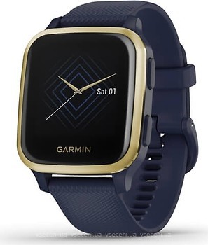 Фото Garmin Venu Sq Music Light Gold Aluminium Bezel with Navy Case and Silicone Band (010-02426-12)